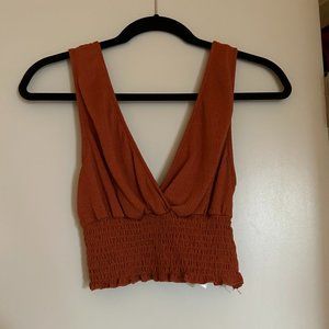 URBAN OUTFITTERS CINCH WAIST TANK IN RUST